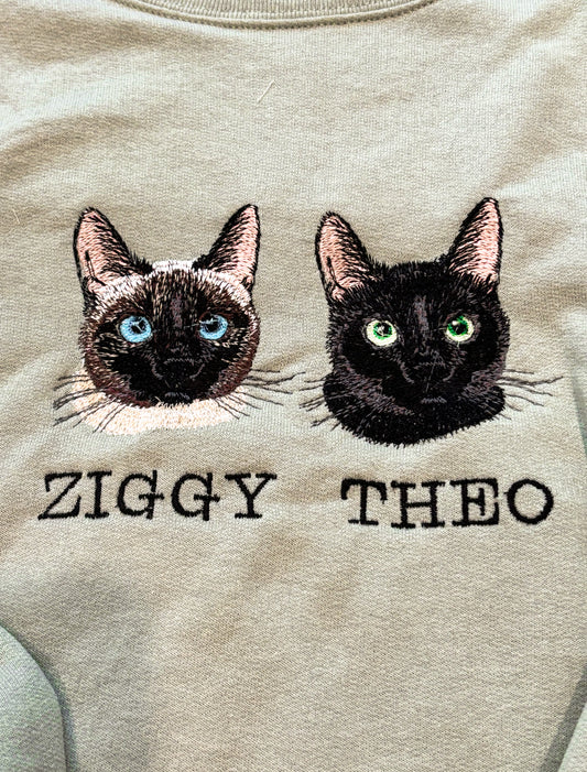 Custom pet Embroidered Sweatshirt – 2 Pets Only