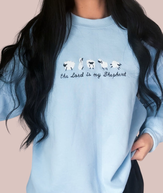 "The Lord is My Shepherd" Embroidered Crewneck
