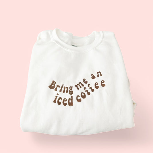 Iced Coffee Embroidered Crewneck Sweatshirt